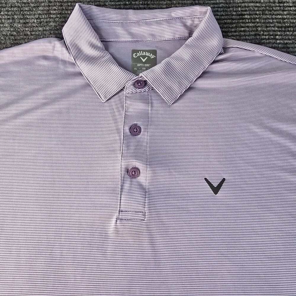 Callaway Men's Golf Opti-Dri Polo Purple Striped Extra Large Short Sleeve Shirt